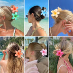 Flower Hair Clips 6 PCS Hawaiian Claw Clips for Vacation Hibiscus Hair Claw Clips Cute Large Hair Clips for Thick and Thin Hair Plumeria Hair Accessories for Women Girls - Blossom