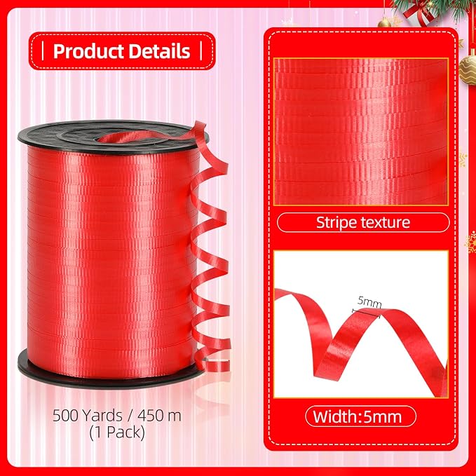 White Curling Ribbon, 3/16 inch x 500 Yard Crimped White Curling Ribbon - Image 4