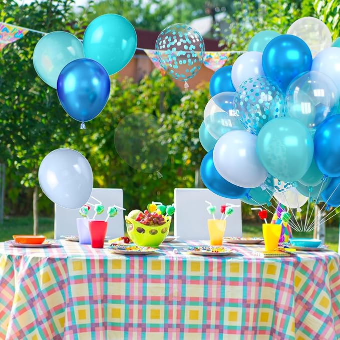 Ocean Balloons, 12 Inch Teal Blue Pearl Blue Metallic Blue Clear Balloons and - Image 7
