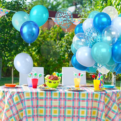 Ocean Balloons, 12 Inch Teal Blue Pearl Blue Metallic Blue Clear Balloons and - Image 7