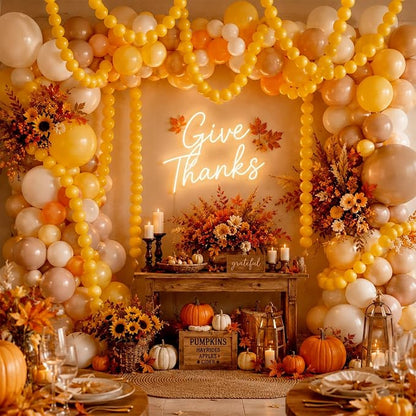Mustard Yellow Linking Balloons, Fall Thanksgiving Harvest Sunflower Birthday - Image 7
