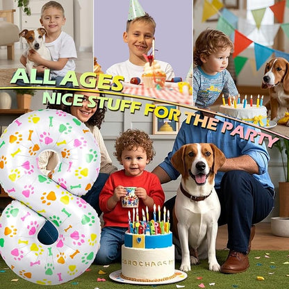 40 Inch Multi-color Dog Paw Balloons, Numeral 8 Birthday Balloons - Image 5