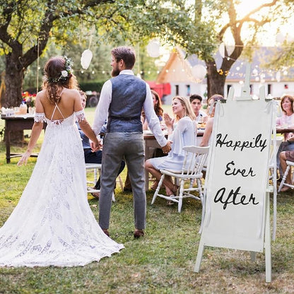Yousoontic Happily Ever After Linen Rustic Wedding Welcome Banner Plain - Image 5