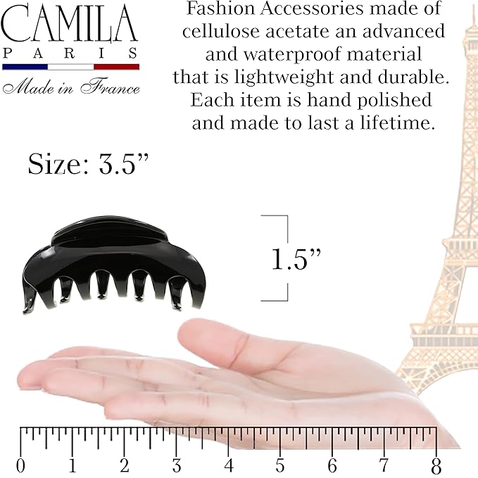 Camila Paris CP2385 French Hair Clip for Women for Thick Hair for Long Curly Wavy Hair, Large, Girls Hair Claw Clips Jaw Styling Hair Accessories for Women, Strong Hold No Slip Grip, Made in France