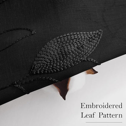 HOMEIDEAS Black Sheer Curtains 2 Panels, Embroidered Leaf Gothic, W52 x L96 | - Image 3