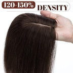 SEGO Real Human Hair Topper for Women without Bangs, Hair Topper with Anti-Slip Clips (6 Inch #2 Dark Brown)
