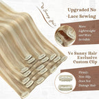 Ve Sunny Clip in Human Hair Extensions Blonde Highlighted Clip in Hair Extensions Real Human Hair Highlight Blonde Clip on Hair Extensions for Women Easy Apply 7pcs 120g 22 inch