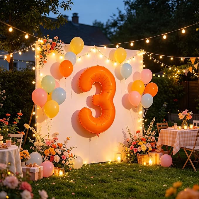 Fluorescent Orange Number Balloon 40 inch Giant Foil Helium Balloons Orange - Image 5