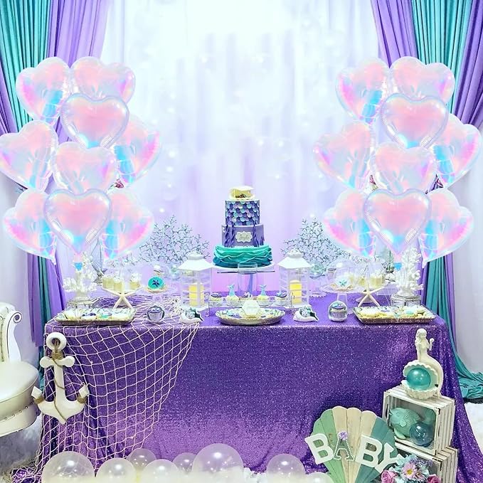 TONIFUL 30 Pcs Iridescent Heart Balloons 18 Inch Heart Shape Foil Balloon | - Image 3