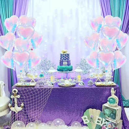 TONIFUL 30 Pcs Iridescent Heart Balloons 18 Inch Heart Shape Foil Balloon | - Image 3