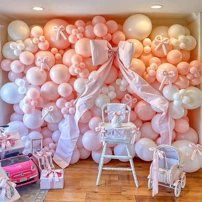 HILAVO Pink Bow Balloon Arch Kit Pink and White Balloons Garland 91 Pcs - Image 6