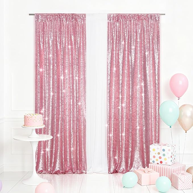 Eternal Beauty Fuchsia Pink 3mm Sequin Backdrop 2x8 Ft 2 Pack Wedding | Dense by EternalBeauty