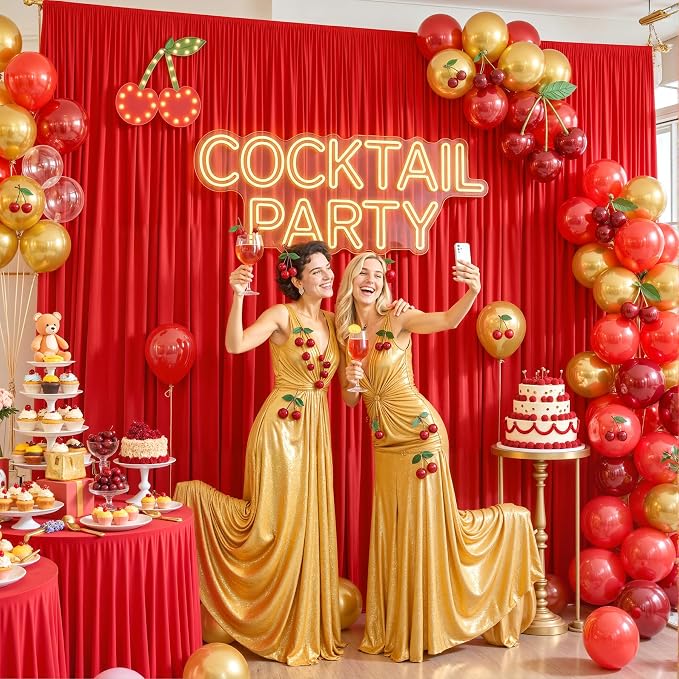 8 Panels Red Backdrop Curtains for Wedding Party Wrinkle Free Backdrops Curtain - Image 7