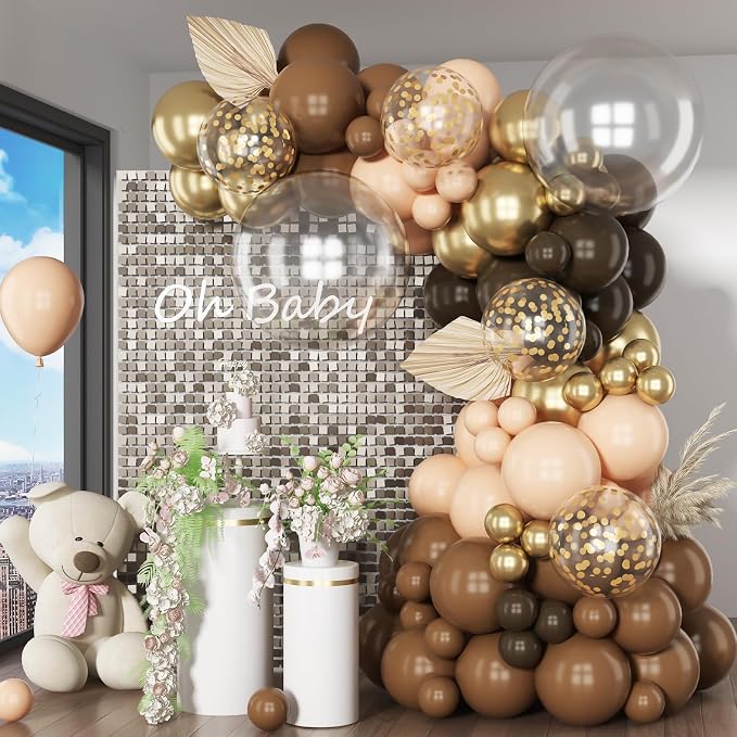 HILAVO Brown Balloon Arch Kit 18 in Clear Balloons Shades of Brown Cream Dark by HILAVO