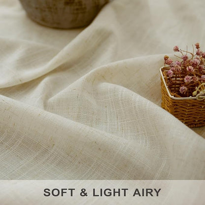Pitalk Birch Beige Linen Semi Sheer Curtains 84 Inches Long - Image 3