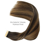 WENNALIFE Tape in Hair Extensions Human Hair, 20pcs 14 inch 50g Balayage Dark Brown Mixed Chestnut Brown Remy Tape Hair Extensions Real Human Hair Tape Extensions Coloured Hair Extensions
