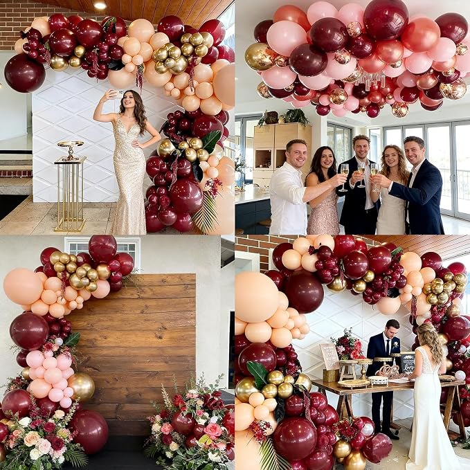 50pcs Burgundy Balloons 12 Inch, Premium Thick Matte Maroon Wine Red Latex - Image 3