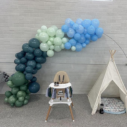 Dusty Slate Blue and Green Garland Balloon Arch Kit - Image 5