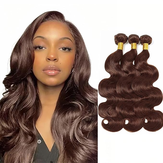 Brown Body Wave Bundles Human Hair Chocolate Brown Bundle Niegmeag Brazilian Virgin Remy Hair 3 Bundles 12 14 16 Inch Color 4 Body Wave Bundle Double Weft Hair Weave