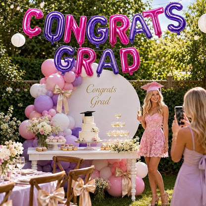 52 Pcs Letter Balloons Hot Pink Purple Balloon Banner 16 Inch 2 Sets A- Z - Image 6