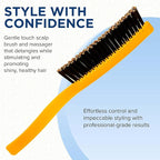 Giorgio GION1O Neon Orange 7.75 inch Gentle Touch Detangler Hair Brush for Men and Women. Soft Bristles for Sensitive Scalp. Wet and Dry for all Hair Types. Scalp Massager Brush Stimulate Hair Growth