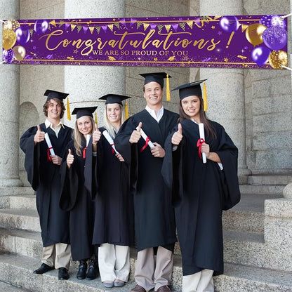 Graduation Decoration Banner Purple and Gold Graduation 2026 Banner Sign Gold - Image 5