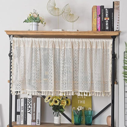 Sutuo Home Boho Sheer Curtain Valance Tier Crochet Lace by SutuoHome