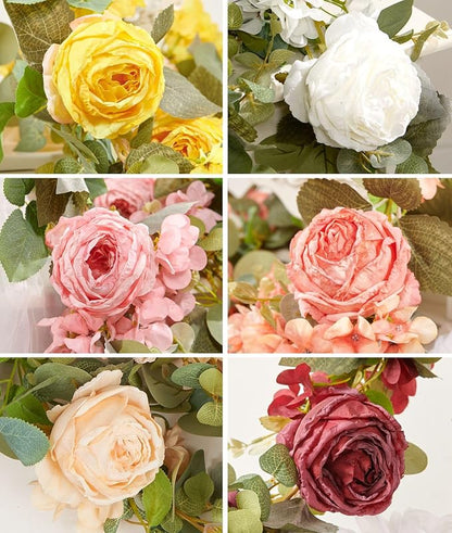 Artificial Flower Garland 2pcs 5.4ft Rose & Hydrangea Vine Decor, Hanging Faux - Image 9