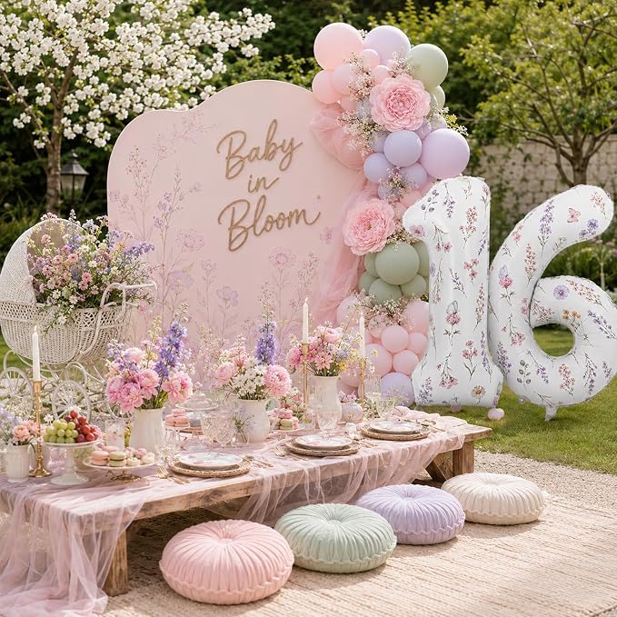 Flower 16 Balloon Numbers for Girls 16th Wildflower Birthday Party Decor | 40'' - Image 5