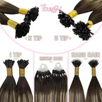YoungSee K Tip Hair Extensions Human Hair Dark Brown Ombre Ash Blonde K Tip Hair Extensions Human Hair Ombre 22In 1G/S 50G
