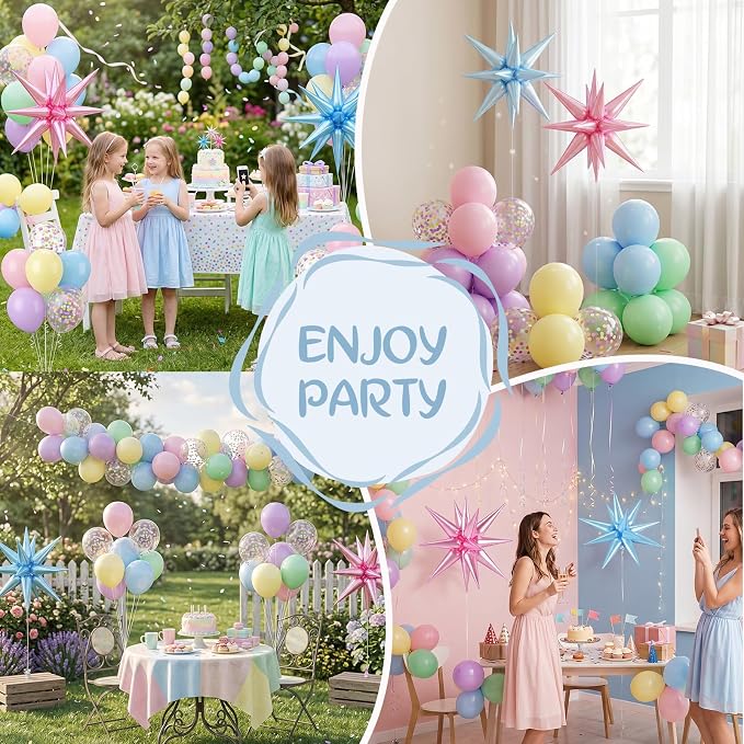 Pastel Balloons, 12 Inch Macaron Pink Blue Purple Green Yellow Colorful Balloons - Image 5