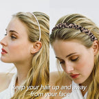 VELSCRUN Headbands for Women 7 Pcs Different Leopard Color Knotted Solid Pearl Head Bands Non Slip Hair Band Stuff for Teen Girls Womens Trendy Fashion Diademas Para Mujer Hair Accessories