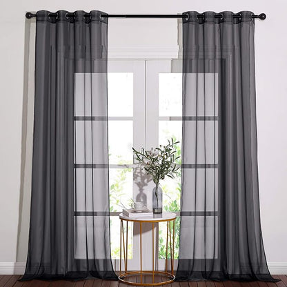 NICETOWN Living Room Sheer Curtains 108 inch Long, Eyelet Top Voile Textured by NICETOWN