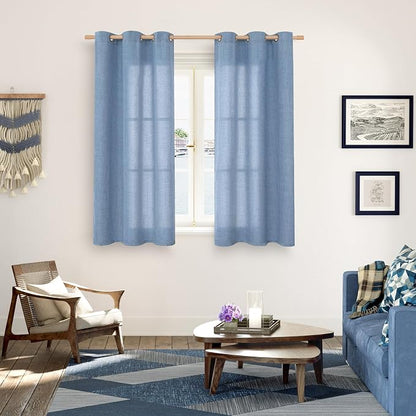 YoungsTex Denim Blue Linen Curtains 48 Inches Long - Image 2