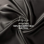 ALASKA BEAR Silk Pillowcase for Hair Care Gentle Mulberry Silk Anti Face Skin Wrinkle Pillow Slip Cover Queen Size with Concealed Zipper (1pc, Charcoal)