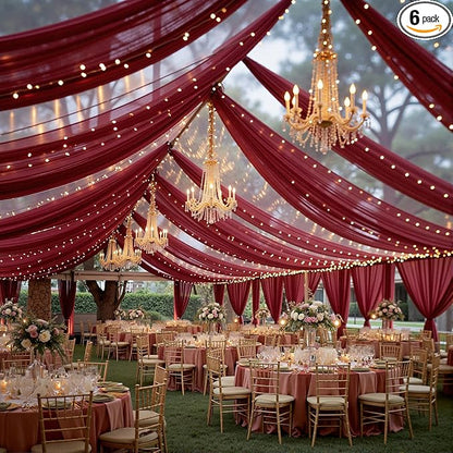6 Panels Burgundy Ceiling Drapes by Shillance