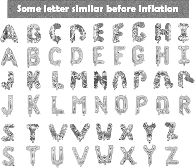 16 Inch White Letter Balloons Mylar Foil Alphabet Letter A-Z Balloons Set - Image 4