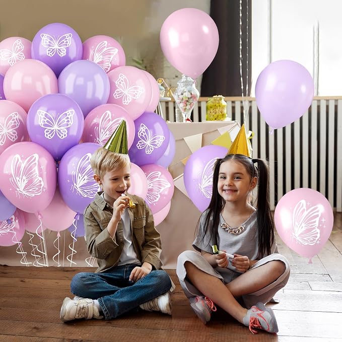 Butterfly Balloons, Maca Pink Maca Purple Birthday Balloons - Image 8