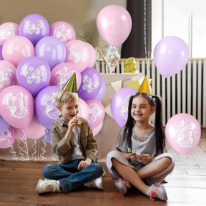 Butterfly Balloons, Maca Pink Maca Purple Birthday Balloons - Image 8
