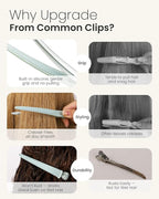AIMIKE 4.8" Hair Clips for Styling – Built-In Silicone Band Duckbill Hair Clips, No-Crease Sectioning Clips for Thick, Curly Hair, Ideal for Makeup, Hairstyling & Rollers, 6-Pack, Sage Green