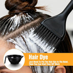 Hair Dye Bowl Set - 6 Black Hair Color Mixing Bowls with Measurements, Pour Spout, Handle & Combed Edge - Reusable Salon Hair Coloring Bowls for Professional or Home Use ﻿