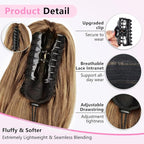 ALXNAN Ponytail Extension,24 Inch Claw Clip in Long Curly Wavy Dark Ash Blonde with Golden Ends Ponytail Hair Extension Jaw Clip on Pony Tails Hairpiece for Women
