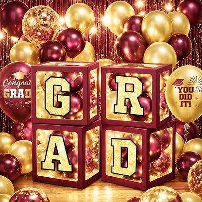 Graduation Decorations Class of 2026 Maroon and Gold Balloon Boxes - Image 7