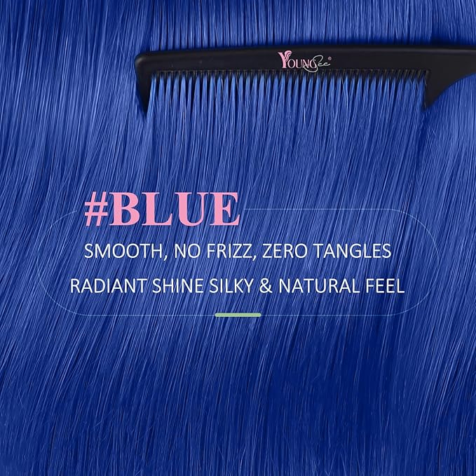YoungSee Tape in Hair Extensions Human Hair Blue Human Hair Tape in Extensions Blue Tape in Human Hair Extensions 12Inch Short for Women 10Pcs 25G