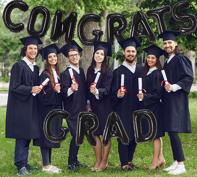 16 Inch Black Congrats Grad Banner Balloons, Graduation Decorations 2026 - Image 4
