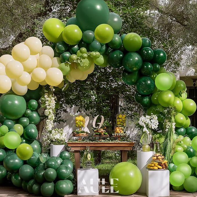 AULE Dark Green Balloon Arch Kit 155Pcs Macaron Yellow Balloons | Lime Green - Image 5