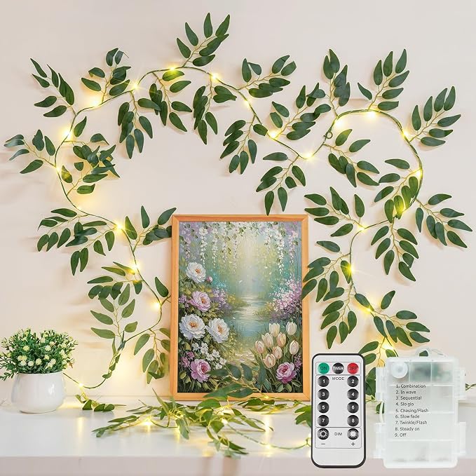 Vine with Fairy Lights 13.1FT 40 LED Willow Lights Battery Operated | by SUDDUS
