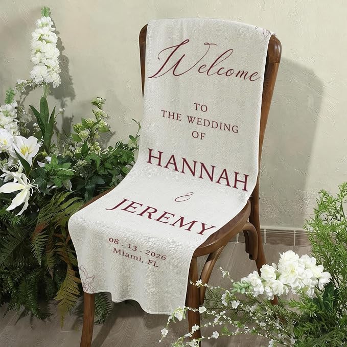 Mapileng Elegant Wedding Linen Wall Tapestry Welcome Banner, Personalized - Image 6