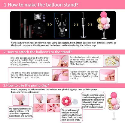 Pink White and Gold Balloons Table Centerpieces Stand Kit 4 Sets - Image 3