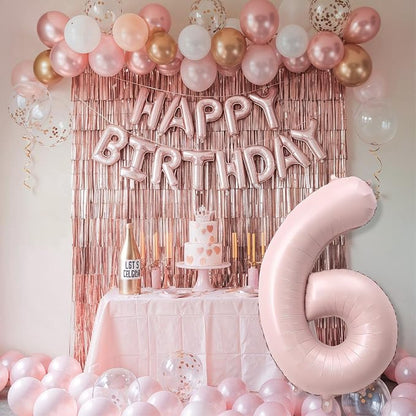 40 Inch 6 Balloon Number, Large Pastel Baby Pink Foil Number 6 Balloons - Image 5